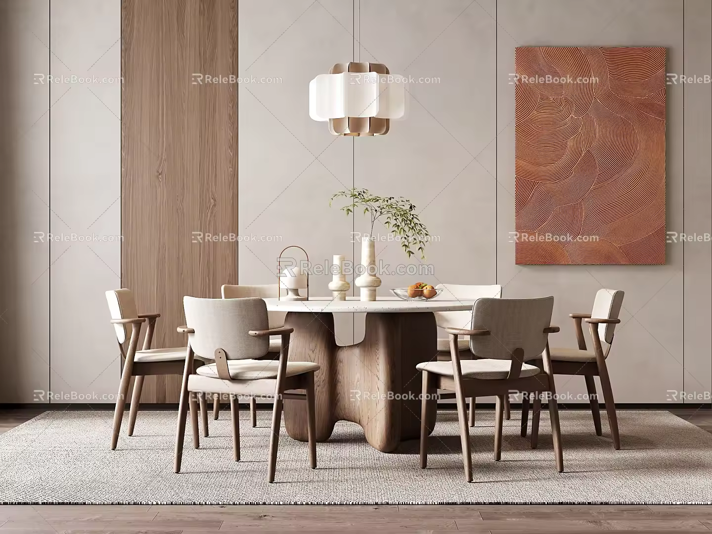 Quiet table and chair combination 3d model