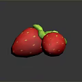 Ripe Fresh Red Strawberries With Green Leaves And Yellow Seeds