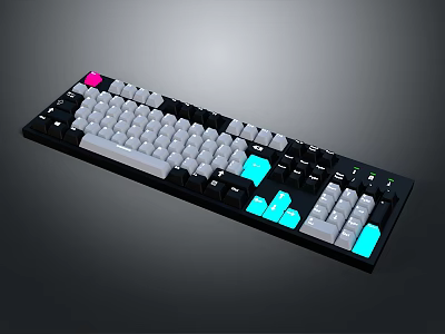 Mechanical Keyboard With Multicolor Keys RGB Backlight And Black Base Design 3d model