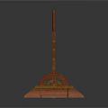 Rusted Industrial Equipment With Blue Green Reddish Brown Wheels Long Poles And Bases