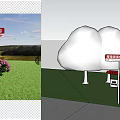 Scenic Area Guide Sign With Romantic Line And Cycling Station Surrounded By Grass Tree And Flowers