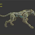 Mechanical Leopard With Silver Metallic Texture Blue Accents And Walking Stance