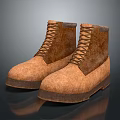 Brown Leather Lace Up Boots Featuring Dark Rubber Sole For Casual Outdoor Wear