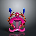 Pink Home Living Decorative Item With Blue Flame And Orange Curved Designs