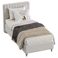 Modern Single Bed Fabric Single Bed 3d model