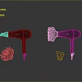 Black Hairdryers With Styling Attachments And Lightweight Design For Household Use