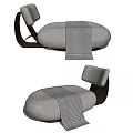 Modern Light Gray Lounge Chair With Checkered Blanket And Dark Wooden Frame