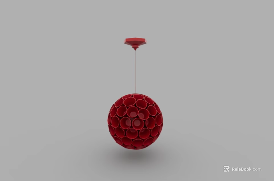 Stylish Modern Red Spherical Honeycomb Design Pendant Light for Home Decor 3d model 