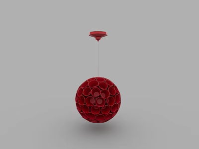 Stylish Modern Red Spherical Honeycomb Design Pendant Light for Home Decor 3d model