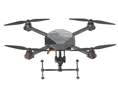 Professional Quadcopter Drone With Four Rotors And Camera Mount System 3d model