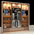 Tsingtao Beer Display Shelf with Wooden Structure Lighting and Refrigerator for Alcohol Drinks