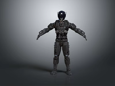 Game Movie Character Black Armored Sci Fi Warrior 3D Model Full Body Design 3d model