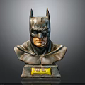 Batman Bust Sculpture With Mask Bat Ears And Yellow Logo On Base