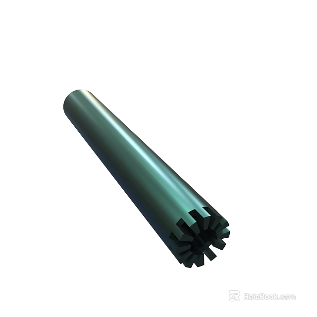 Green Cylindrical Metal Tool With Toothed End For Industrial Applications 3d model 