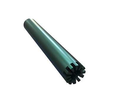 Green Cylindrical Metal Tool With Toothed End For Industrial Applications 3d model