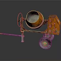 Orange Heavy Duty Concrete Mixer With Mixing Drum Wheels And Handle