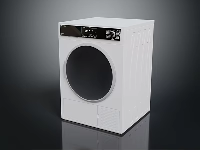 White Front Load Washing Machine With Modern Design And Digital Control Panel 3d model