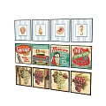 Vintage Advertisement Character Paintings With Retro Style Framed Artworks