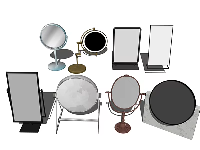 Assorted Mirrors in Round Square Shapes with Stands for Home Decoration 3d model