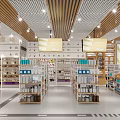 Promotional Pharmacy Store Interior With Shelves And Various Kinds of Medicine Displays