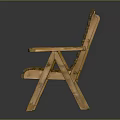 Simple Natural Wooden Chair With Slatted Backrest Seat And Armrests Light Wood Tone
