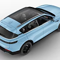 Light Blue Modern SUV Featuring Black Roof Black Wheels And Sleek Exterior Design