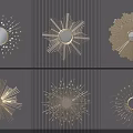 Stylish Modern Sunburst Wall Decor With Metallic Framed Mirrors 3d model