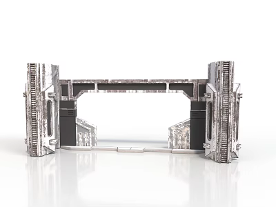 Futuristic Metal Scenic Component With Industrial Entryway And Mechanical Details 3d model
