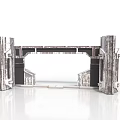 Futuristic Metal Scenic Component With Industrial Entryway And Mechanical Details