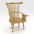 Classic Wooden Single Chair With Slat Back Armrest And Solid Wood Legs