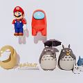 Cute Plush Dolls Collection Featuring Mario Red Crewmate Totoro And Yellow Characters