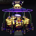 Colorful Amusement Ride With Neon Lights Rotating Seats And Dome Top Structure