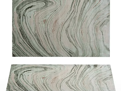 Decorative Square Carpet With Swirl Wave Patterns In Light Green Pink Gray Tones 3d model
