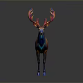 Vibrant Colorful Deer With Rainbow Antlers And Body Patterns On Gray Background