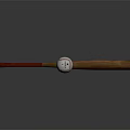 Sports Equipment Wooden Baseball Bat And White Baseball On Dark Background