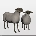 Modern Decorative Ornament Set With White And Black Sheep Figurines