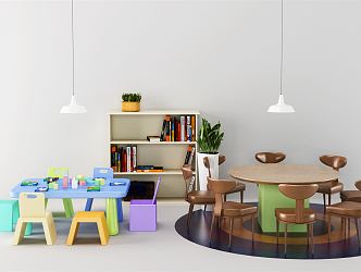 Modern Children's Table and Chair Children's Table Children's Chair Children's Toys Bookcase Books 3d model