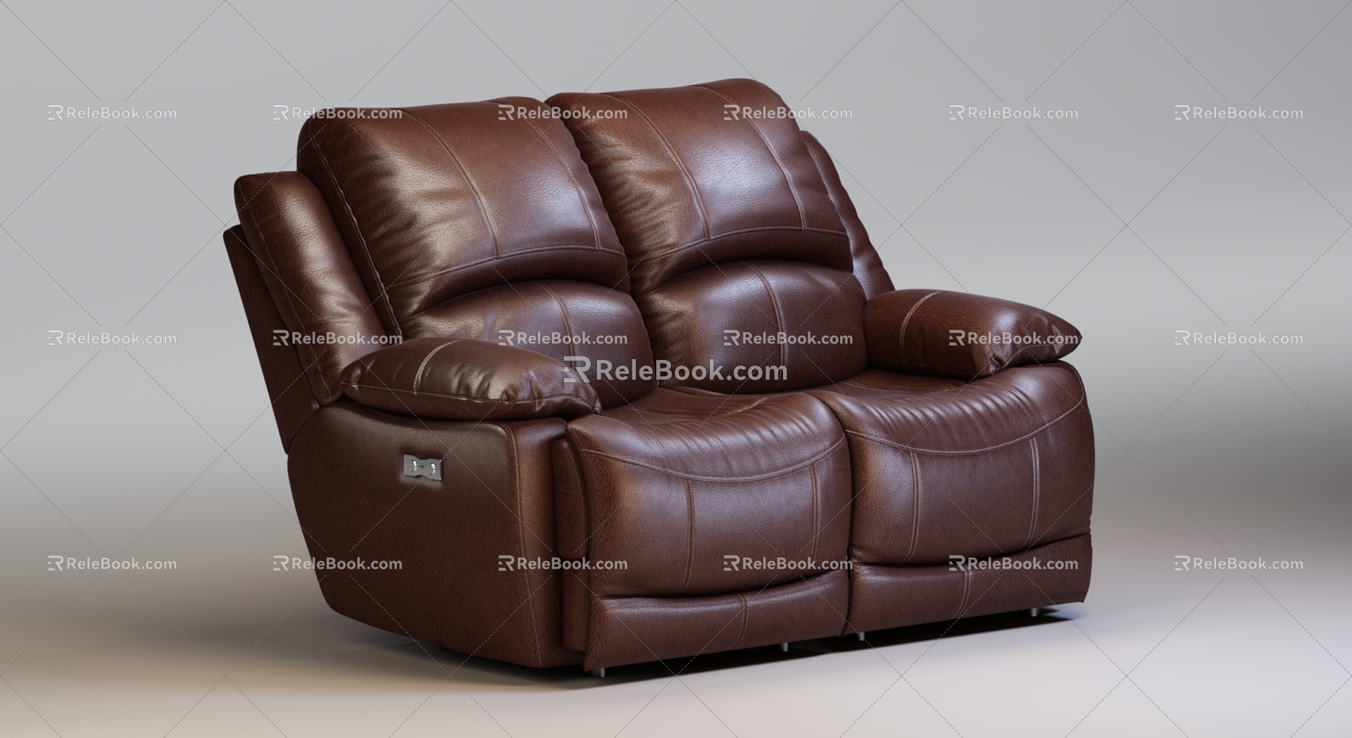 Modern double sofa multi-functional double leather sofa 3d model