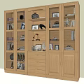 Wooden Bookcase With Multiple Compartments Books Photo Frames And Decorative Items 3d model