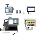 Cash register scanner combination cash register ordering machine brush face Alipay WeChat scan code two-dimensional code scanner supermarket convenience store 3d model