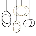 Modern Circular Ring Pendant Lights in Black and Gold for Interior Decor