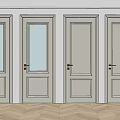 Beige Interior Swing Doors With Glass And Solid Panels In Modern Room 3d model