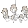 Elegant Multi Arm Chandelier With Striped Lampshades For Interior Decoration