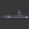 Detailed Purple Submarine Watercraft Model Featuring Command Tower And Propeller