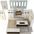 Modern Kitchen Cabinet Design With Glass Doors And Marble Island Countertops
