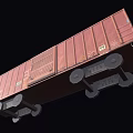 Rusty Red Freight Train Car With Metal Structure Wheels And Side Grilles 3d model