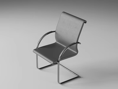 Modern Office Chair With Leather Seat And Metal Armrest Frame Design 3d model