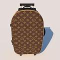 Brown Classic Pattern Trolley Suitcase with Black Handle and Wheels for Travel