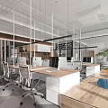 Modern Public Office Space Design With Glass Partitions Ergonomic Chairs And Wooden Floors