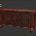 Antique Wooden Console Cabinet With Intricate Carved Patterns And Vintage Style Design